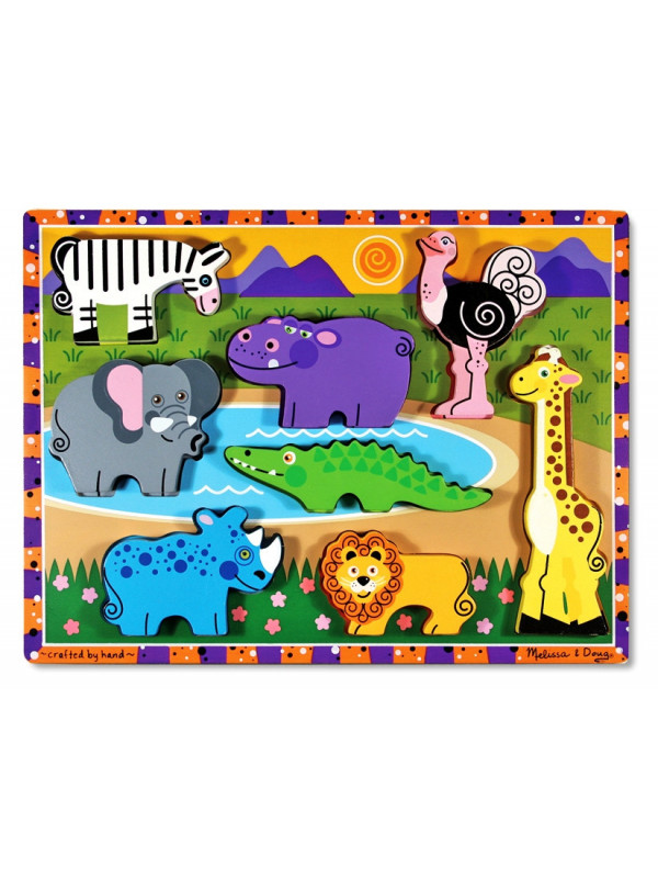 Puzzle lemn in relief Safari Melissa and Doug