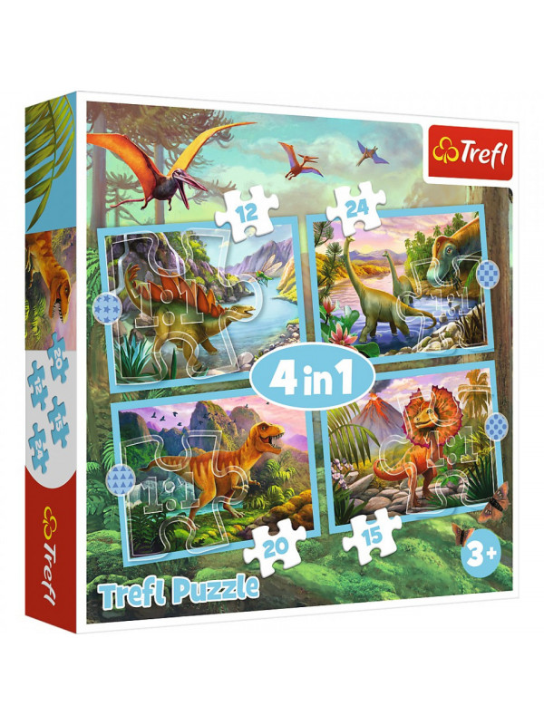 Puzzle trefl 4in1 lumea dinozaurilor