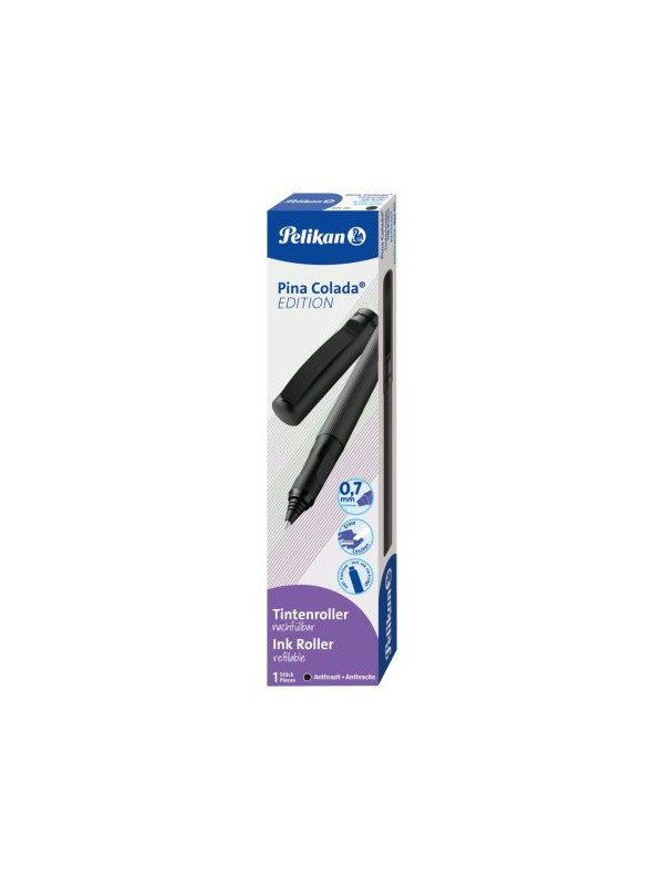 ROLLER PINA COLADA, GRIP ERGONOMIC, AMBIDEXTRU, 1 REZERVA ALBASTRA INCLUSA, CULOARE ANTRACIT METALIC, IN CUTIE DE CARTON