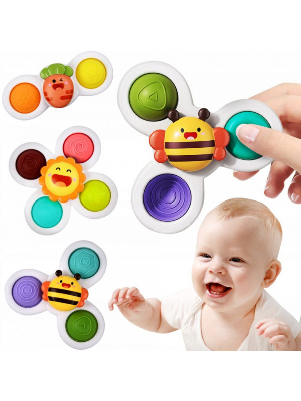 Set 3 jucarii interactive, model "POP UP SENSORY FIDGET SPINNER" pentru copii sau bebelusi