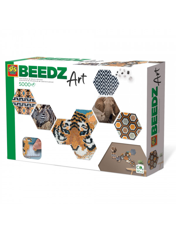 Set margele de calcat Beedz Art - Safari cu placi hexagonale