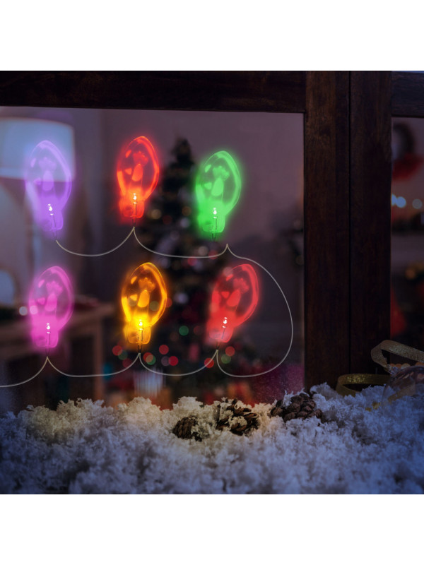 Șir de lumina cu LED de Crăciun - autocolant gel pentru geam - 6 LED-uri - 2 x AA