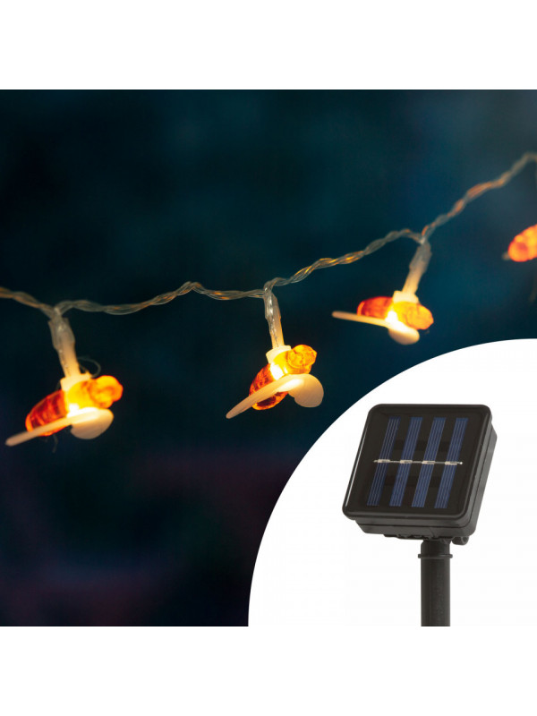 Șir de lumină solară LED - albină - 2,3 m - 20 LED - alb cald