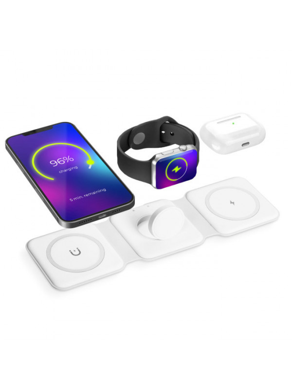 Statie de incarcare wireless - 3 in 1 - alb