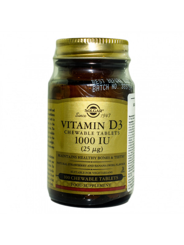 VITAMIN D3 1000IU 100chewable tabs SOLGAR