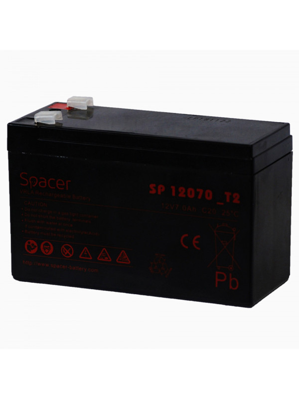 ACUMULATOR UPS SPACER 12V / 7Ah, dimensiuni: 151x66x96mm, inaltime+terminal: 102mm, terminal F2(T2), "SP-BAT-12V7AH"