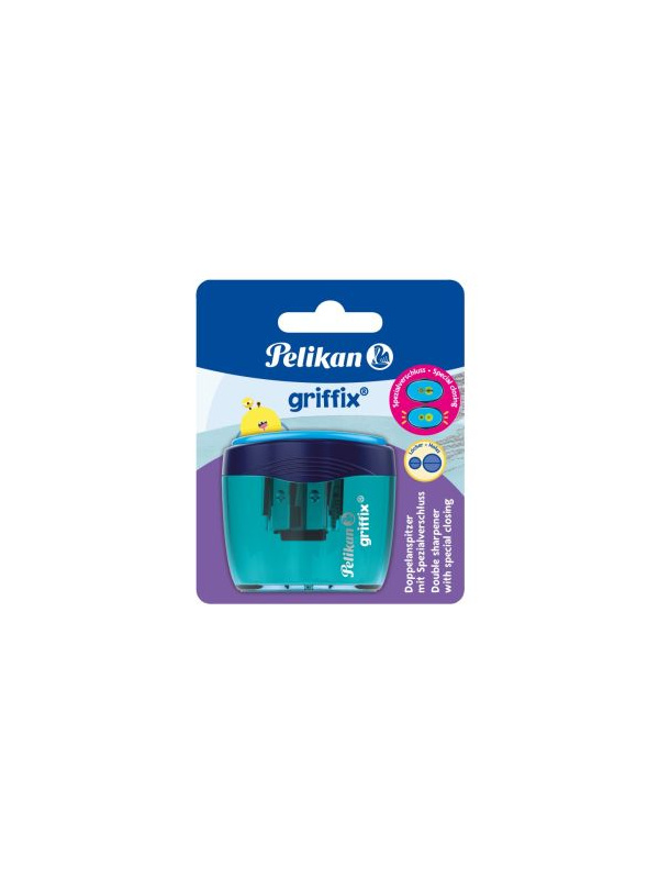ASCUTITOARE DUBLA GRIFFIX, CULOARE ALBASTRA, BLISTER