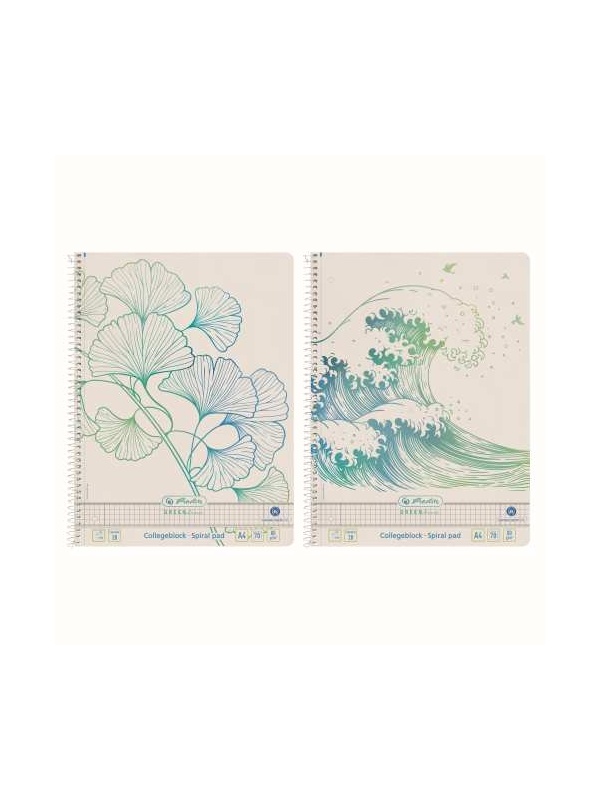 CAIET A4 70F SPIRALA PATRATELE MOTIV GINKGO GREENLINE