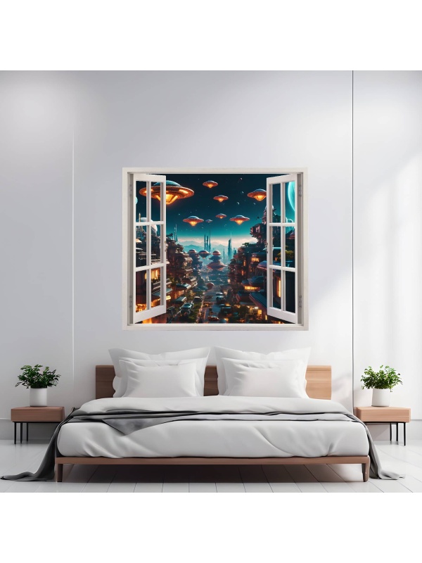 Folie imprimata color pentru decor perete locuinta, dimensiune 125 x 110cm, model: VIEW TO HAVEN 01