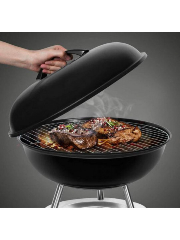 Gratar rotund negru cu capac Algon - 34 CM