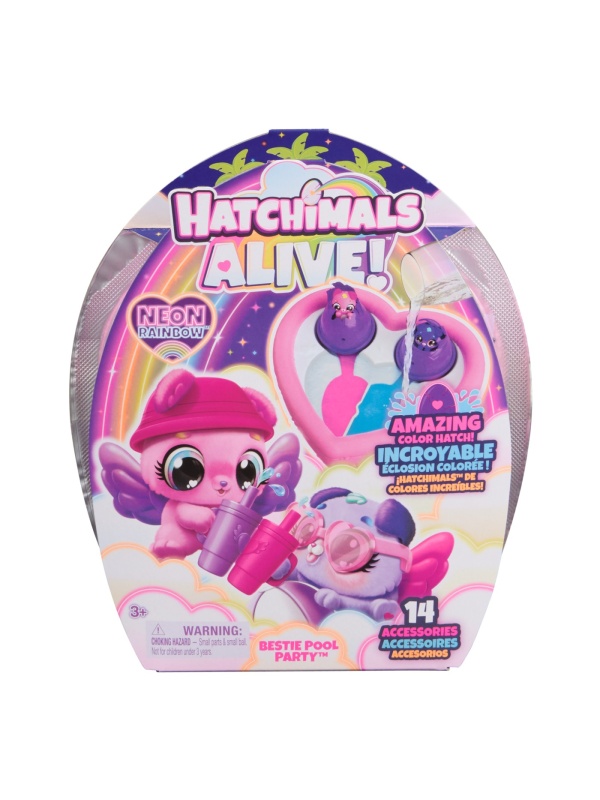 HATCHIMALS ALIVE NEON RAINBOW SET PETRECERE LA PISCINA