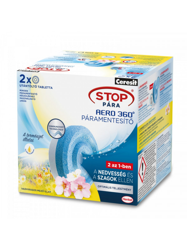 Henkel - Tabletă Ceresit Stop pentru reumplerea aparatului de dezumidificare - aromă „Flori sălbatice” - 2 x 450 g