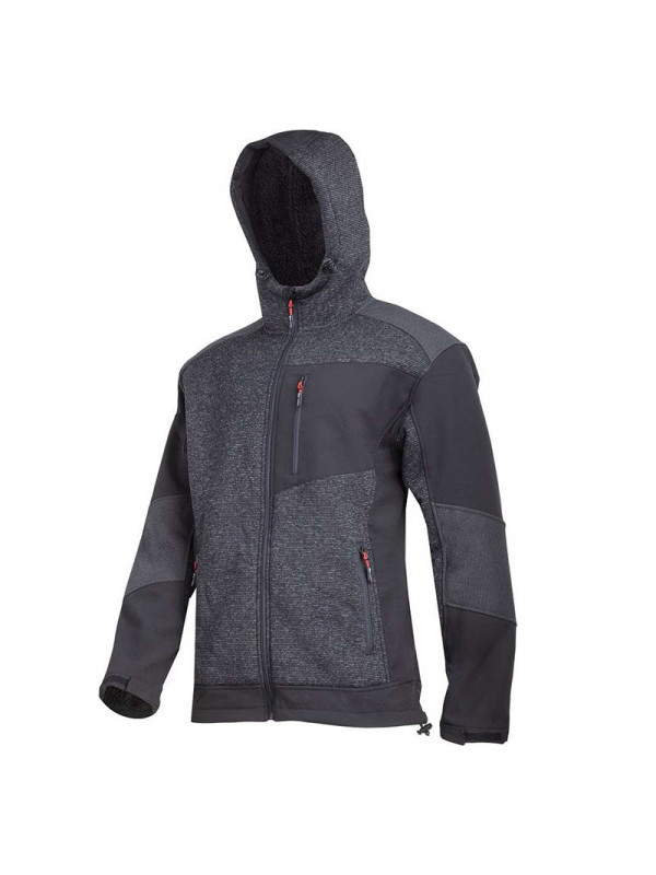 Jacheta elastica tip-sherpa cu gluga / negru - xl