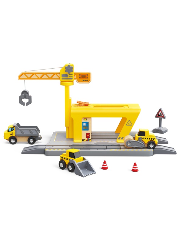 Jucarie din lemn - Set constructii macarale feroviare