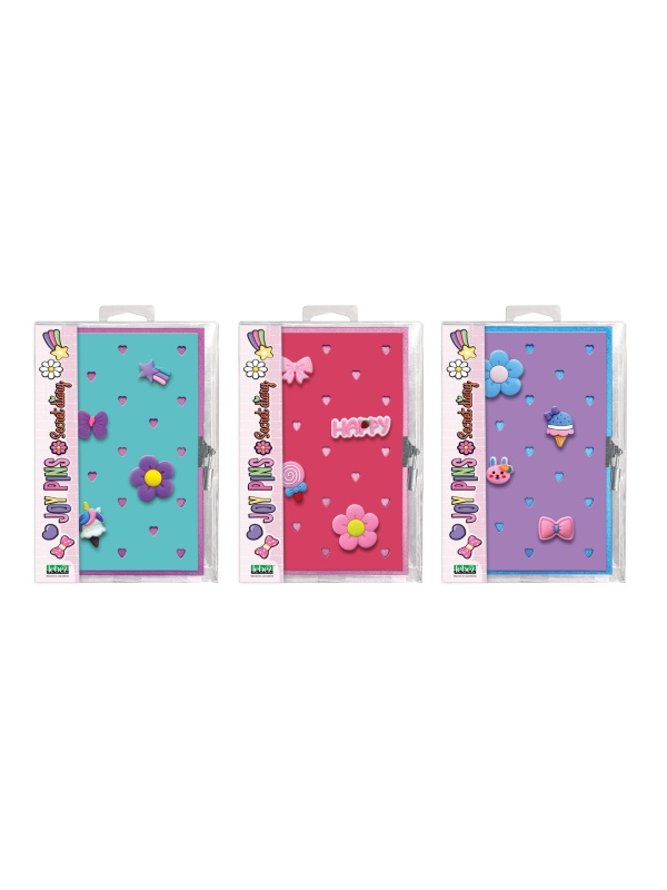 Jurnal Joy Pins, cu decoratiuni 3D, 80 de pagini, 13.5 x 21 cm (6 buc/display)