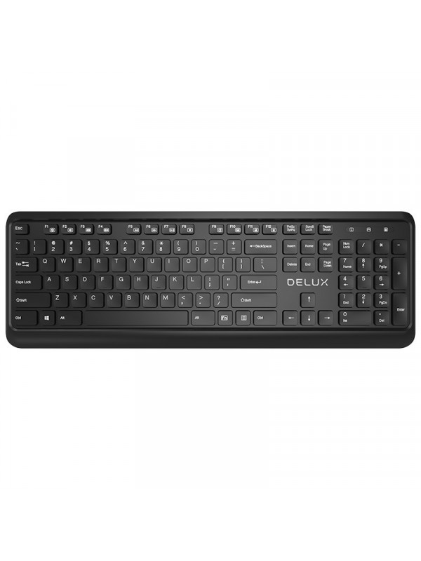 Kit TASTATURA si Mouse DELUX, "KA190+M320", wireless, 104 taste format standard, mouse , 3/1 butoane, negru, "KA190G" (include TV 0.75 lei)