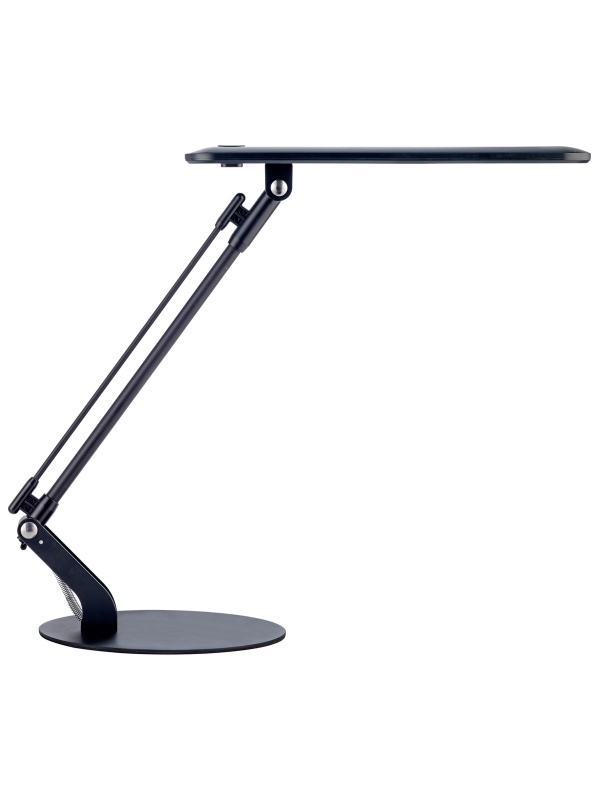 LAMPA UNILUX LED RUMBA, DIFUZIE LARGA A LUMINII LUCRU, REGLABILA IN DOUA PUNCTE, TEHNOLOGIE LED DE ULTIMA GENERATIE, INTRERUPATOR ON/OFF PE CABLU, STABILA SI REZISTENTA, BAZA SI BRAT DIN METAL CU VOPSEA EPOXIDICA, CULOARE NEGRU