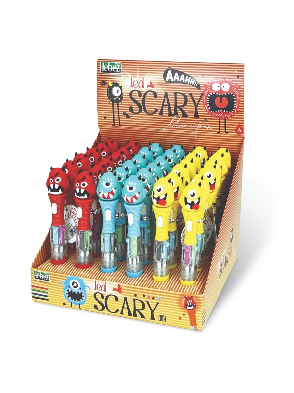 Mini pix 4 culori in 1 cu LED, Scary, 3 modele (36 buc/display)