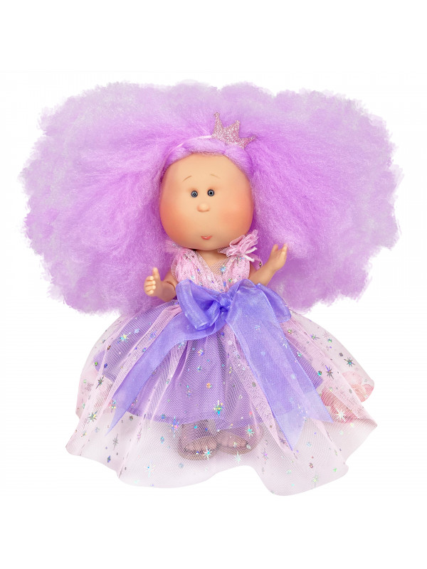 Papusa Nines D'Onil, Mia Candy, cu parul mov, cu articulatii, cu miros de vanilie, 30 cm