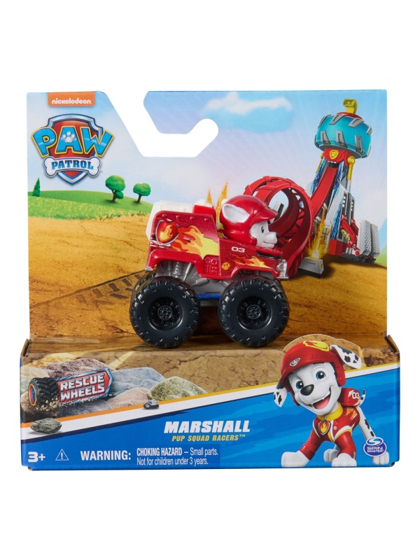PATRULA CATELUSILOR PUP SQUAD RACERS RESCUE WHEELS VEHICUL METALIC MARSHALL SCARA 1:55