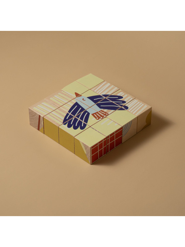 Puzzle din lemn cuburi - Poveste 3 x 3