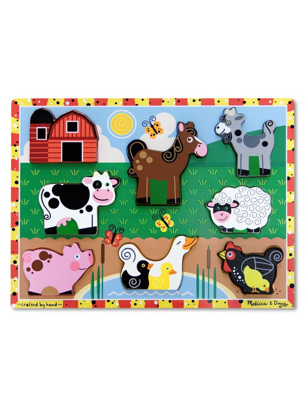 Puzzle lemn in relief Animale de ferma Melissa and Doug