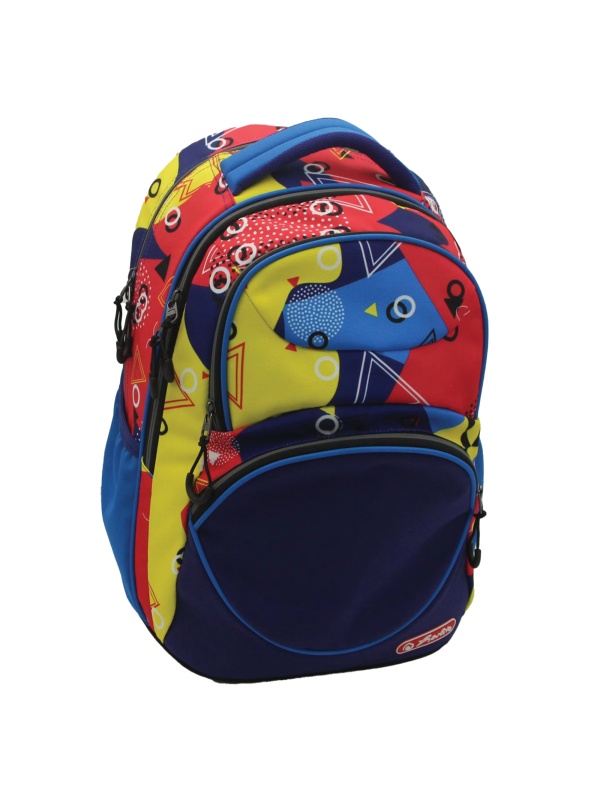 RUCSAC HERLITZ ZIPPER CUBE: ERGONOMIC, SPATIOS, POLIESTER RECICLAT REZISTENT LA APA, BRETELE AJUSTABILE, BANDA/FERMOARE REFLECTORIZANTE, MOTIV ABSTRACT