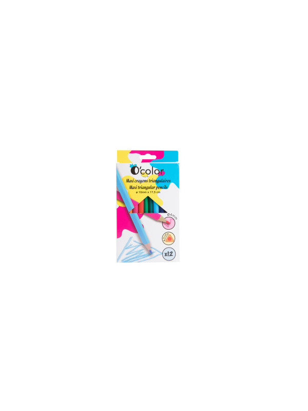 Set 12 creioane colorate triunghiulare maxi mina 4 mm