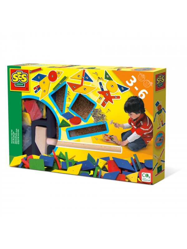 Set constructie copii - Jucarie de indemanare cu ciocan si cuie - Hammer Tic Original