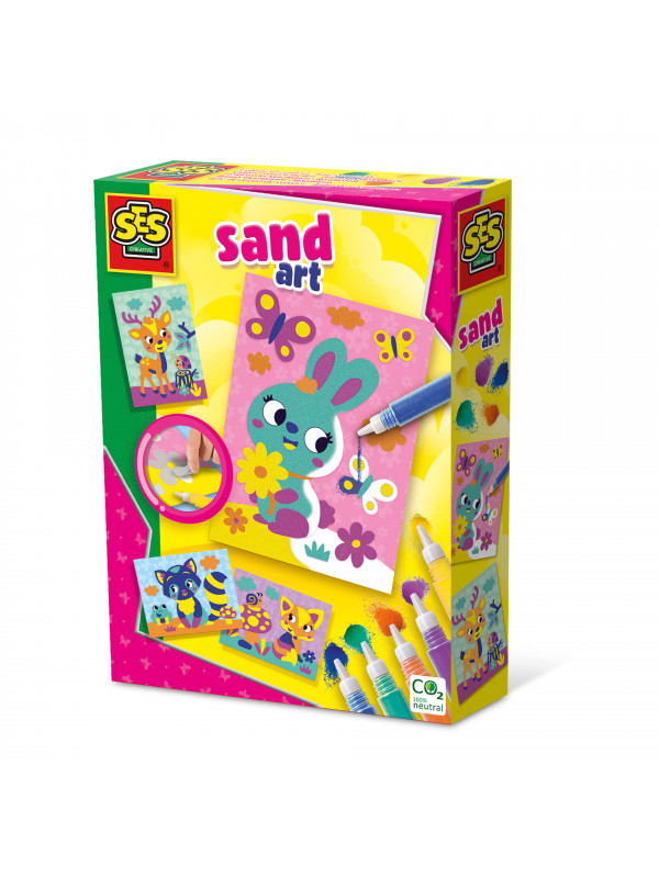 Set creativ - Arta cu nisip colorat - Animale din padure