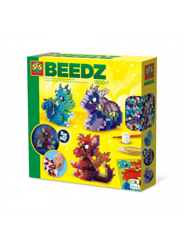 Set creativ Beedz - Margele de calcat Dragoni 3D Glow in the Dark