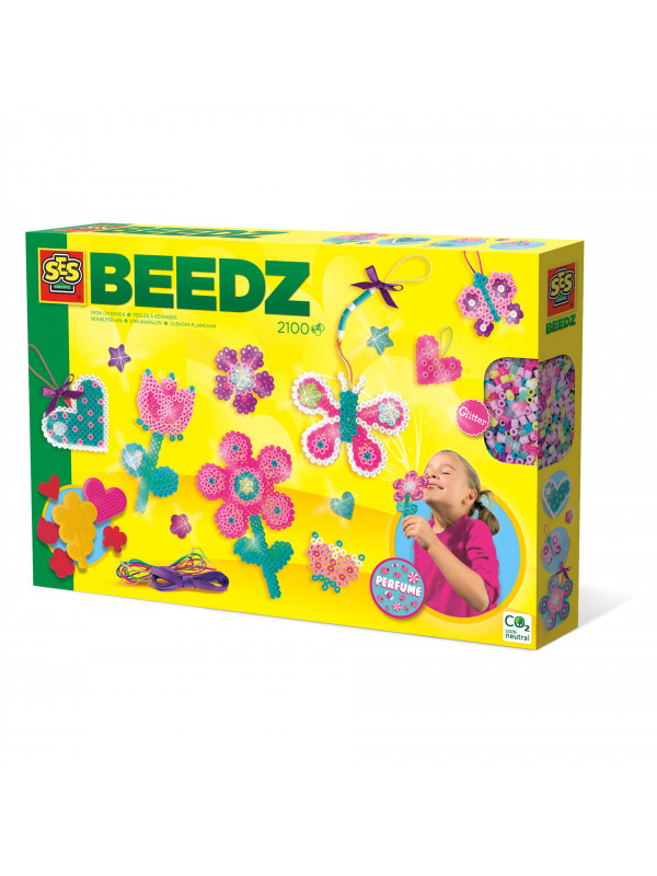 Set creativ copii Beedz - Margele de calcat Flori si Inimi parfumate