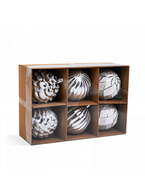 Set decorațiuni de brad - albe - 6 buc / set