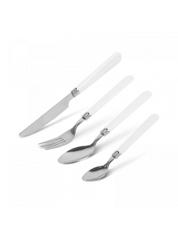 Set tacâmuri cu suport - alb - 16 bucăți - 32,7 x 19,5 x 4,7 cm