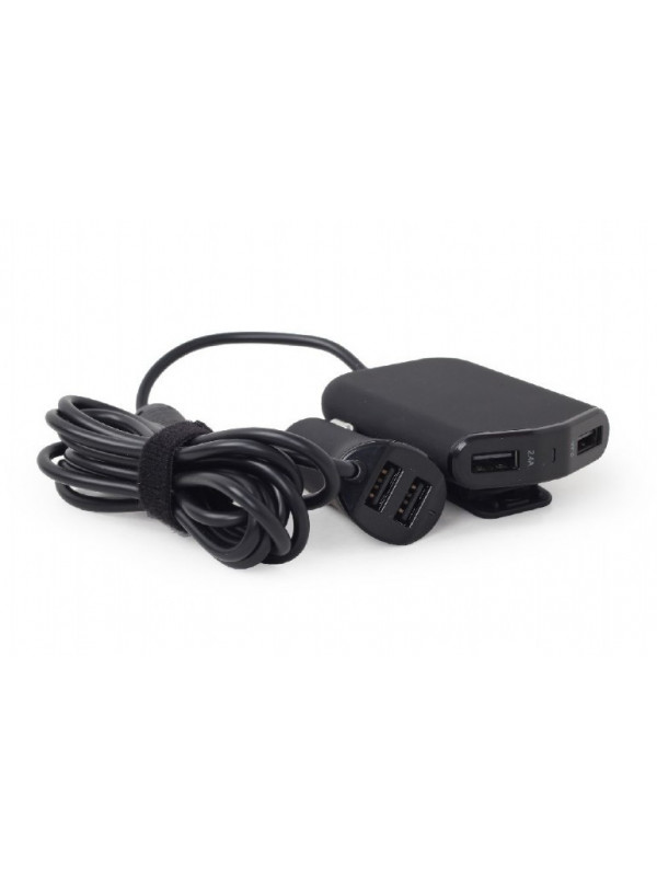 ALIMENTATOR auto GEMBIRD, 4 x USB, pt. bricheta auto 2 x USB, pt. bancheta din spate 2 x USB, 1.8m cablu, maxim 9.6A, black, "EG-4U-CAR-01"