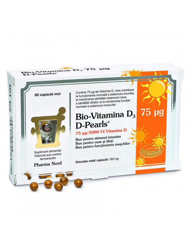 BIO-VITAMINA D3 D-PEARLS 3000UI 75MCG 80CPS