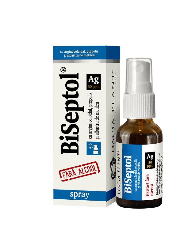 BISEPTOL CU ARGINT COLOIDAL (fara alcool) SPRAY 20ml DACIA PLANT
