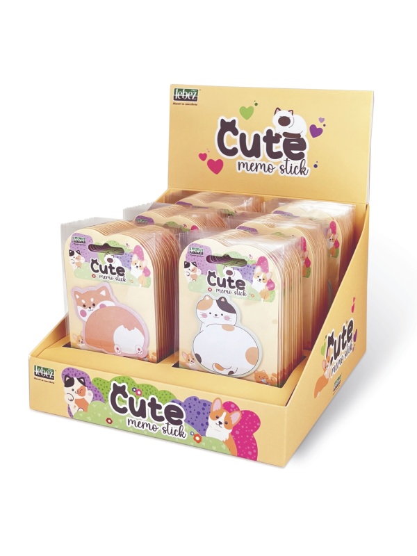 Bloc notes adeziv + 3 index, Pisica Cute, 6 modele (96 blistere/display)