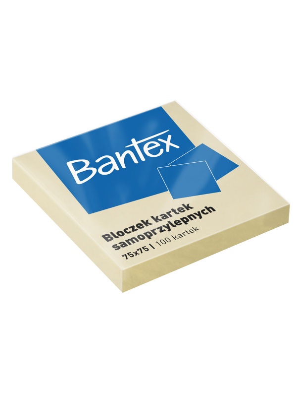 BLOC NOTITE ADEZIVE BANTEX POST IT, 75X75MM, 100 FILE, CULOARE GALBEN