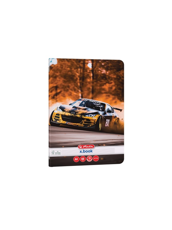 CAIET A4 60 FILE, HARTIE 70G/MP FSC MIX, DICTANDO, COLTURI ROTUNJITE, MOTIV RACE CARS