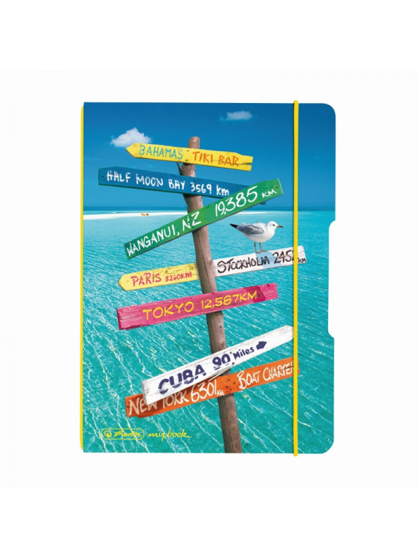 CAIET MY.BOOK FLEX A6 40F 80GR PATRATELE, COPERTA TRAVEL, ELASTIC GALBEN