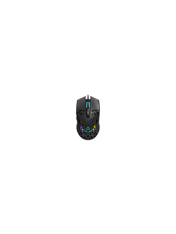 CANYON Puncher GM-20 High-end Gaming Mouse with 7 programmable buttons, Pixart 3360 optical sensor, 6 levels of DPI and up to 12000, 10 million times key life, 1.65m Ultraweave cable, Low friction with PTFE feet and colorful RGB lights, Black, size:126x67