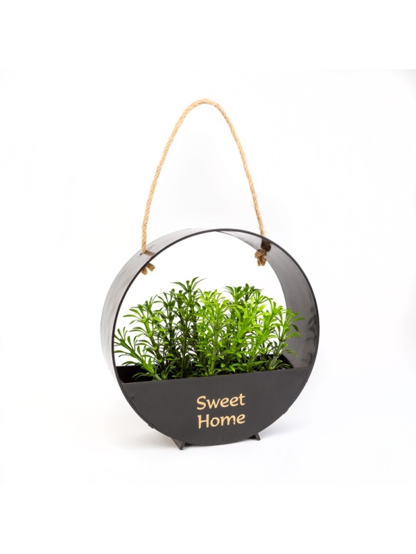 Decor de perete - cu plantă artificială - suspendabil - 19 x 19 cm - 2 tipuri