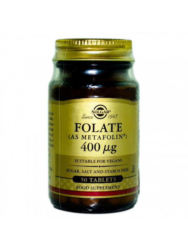 FOLATE (AS METAFOLIN) 400mcg tabs 50tb SOLGAR