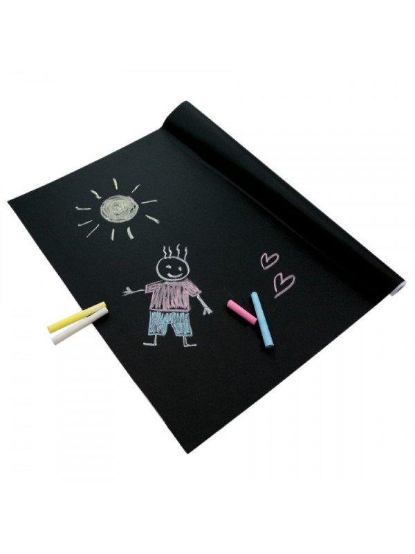 Folie autoadeziva tabla neagra 2 m lungime si set creta colorata