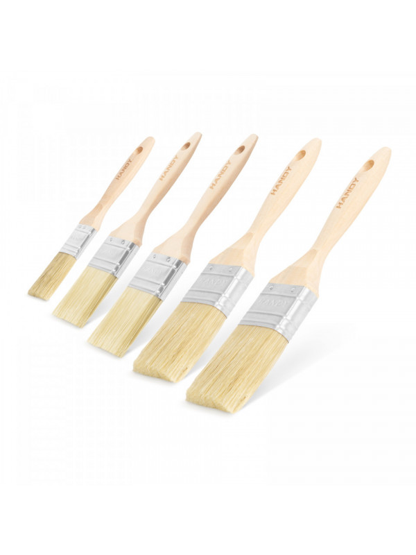 HANDY - Set pensule, mâner lemn - 5 buc. - 1 x 1" / 2 x 1,5" / 2 x 2"