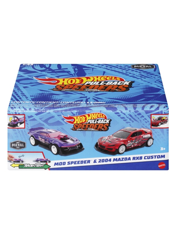 HOT WHEELS SET 2 MASINUTE METALICE PULL BACK MOD SPEEDER SI 2004 MAZDA RX8 CUSTOM 1:43