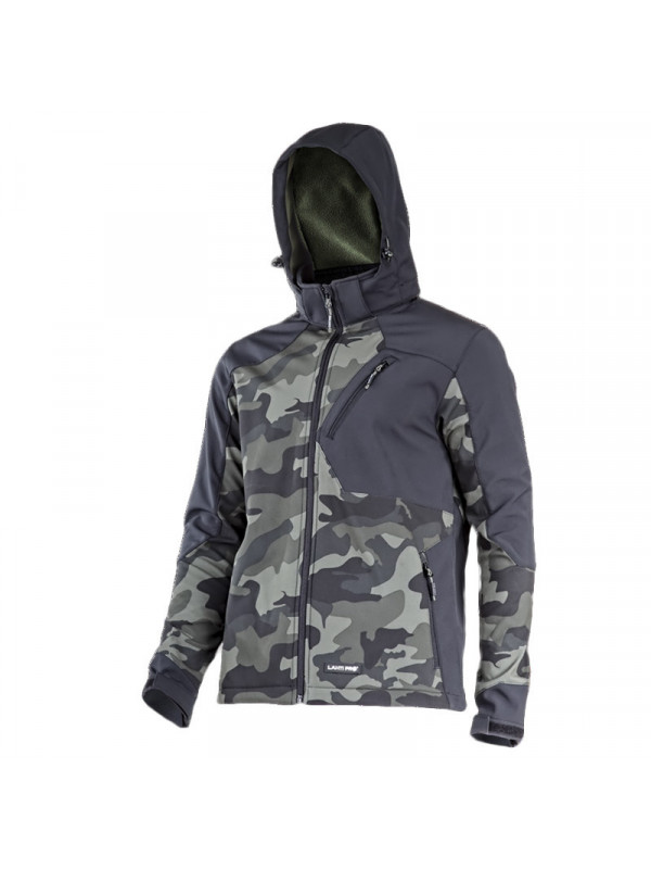 Jacheta elastica cu gluga / camuflaj verde-negru - 2xl