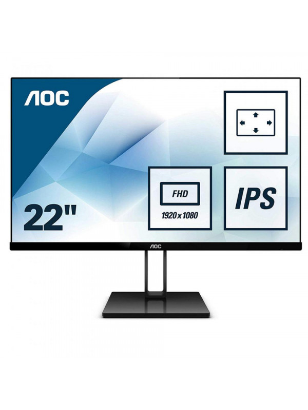 MONITOR AOC 21.5", home, office, IPS, Full HD (1920 x 1080), Wide, 250 cd/mp, 5 ms, HDMI, DisplayPort, "22V2Q" (include TV 5 lei)