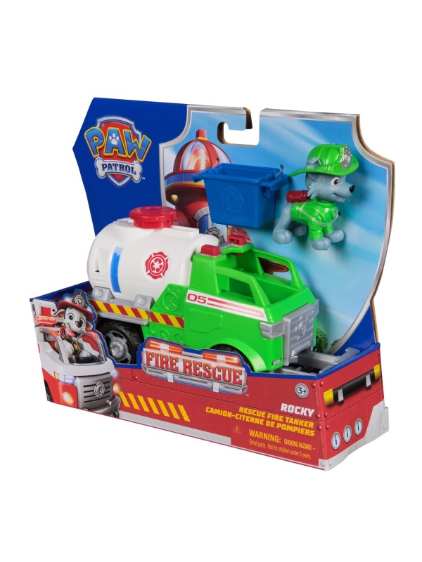 PATRULA CATELUSILOR VEHICUL DE SALVARE MASINA DE POMPIERI SI FIGURINA ROCKY